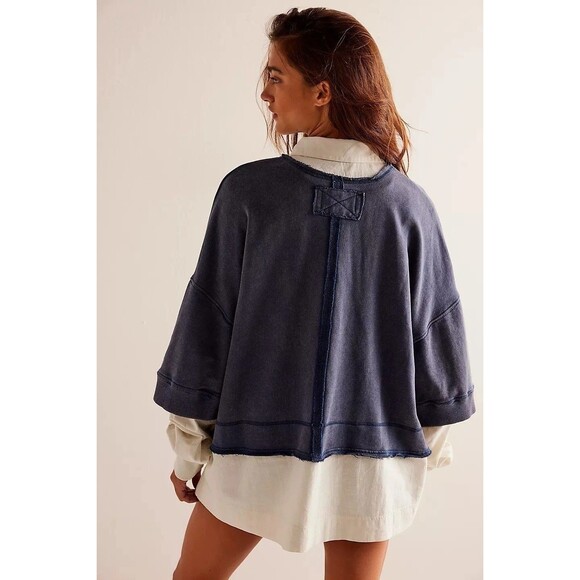 Free People We The Free Rebel Rebel Twofer Sweatshirt Top Cardigan L New 283288 - Picture 4 of 8